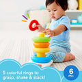 Baby Stacking Toy – Rock-A-Stack with 5 Colorful Rings & Roly-Poly Base | Fun & Educational for Ages 6+ Months