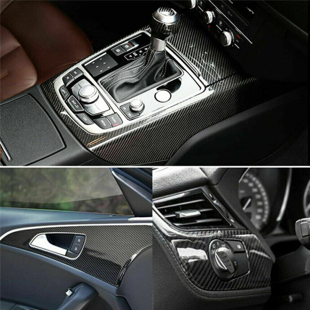4D Carbon Fiber Vinyl Gloss Black Car Phone Laptop Wrap Sticker Film 150X90 CM