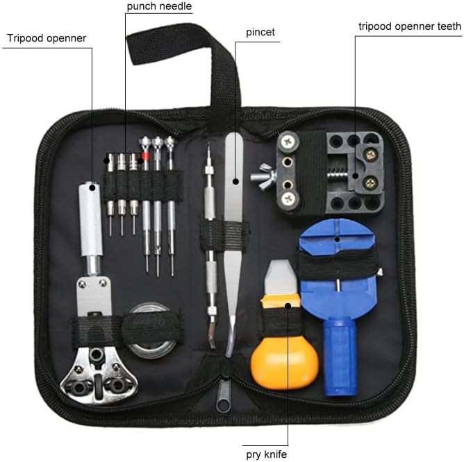 Watch Tool Set 147 Pieces Watch Tool Watchmaker Tool Repair Kit Bag Watch Set Ideal for Repairing Watches, Watches, Changing Watch Straps, black - Tin Sign Factory Australia