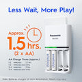 Panasonic AA & AAA Eneloop Smart And Quick Battery Charger, 1-Pack + Eneloop AA Pre-Charged Rechargeable Batteries, 4-Pack (K-KJ55MCC4TA), White - Tin Sign Factory Australia