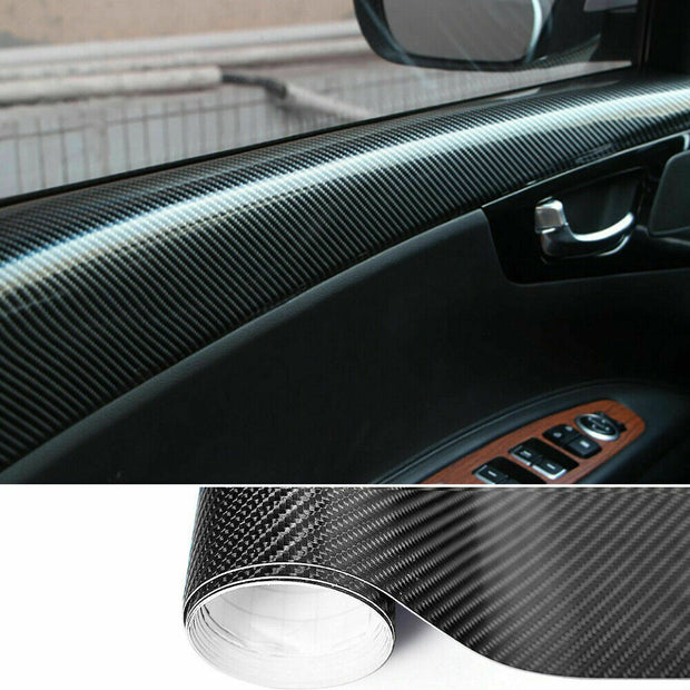 6D Gloss Black Carbon Fiber 150X90Cm Vinyl Car Phone Laptop Wrap Sticker Film AU