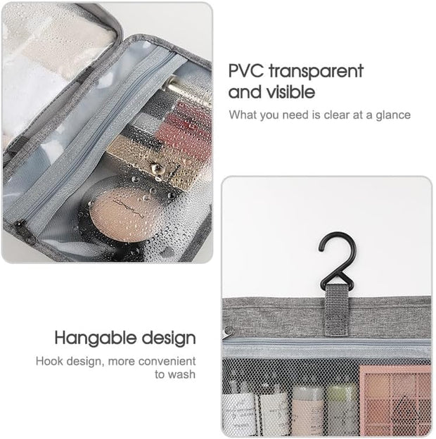 Large Hanging Hook Toiletry Bag Waterproof Travel Makeup Cosmetic Organizer Case (Pink)