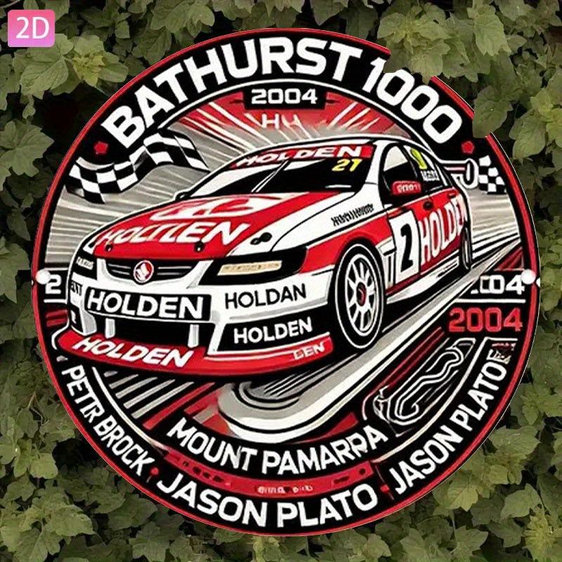2D Flat, 1pc Vintage Bathurst 1000 Racing Aluminum Wall Art - 20.32x20.32cm Vintage Racing Decor with Holden V8 Engine Design, Perfect for Garage, Bar, Cafe, or for Man Cave, Automotive Decor, Ideal Room Decoration, 2D Flat - Tin Sign Factory Australia