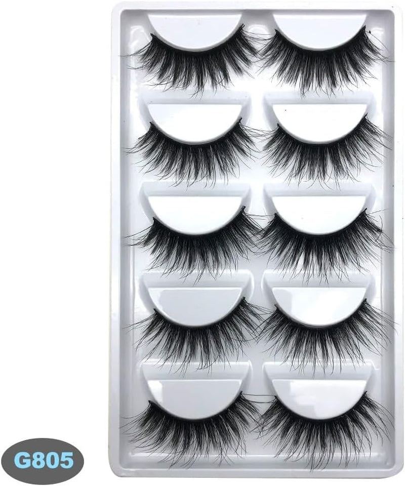3D 5 Pairs Mink Natural Thick False Fake Eyelashes Eye Lashes Makeup Extension (G805(5 Pairs))