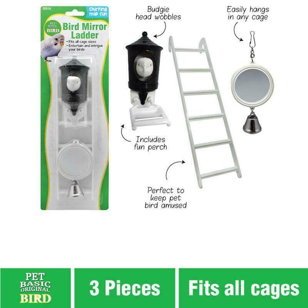 5x Bird Toy Ladder Mirror Bundle - Keep Your Feathered Friend's Cage Fun and Entertaining!