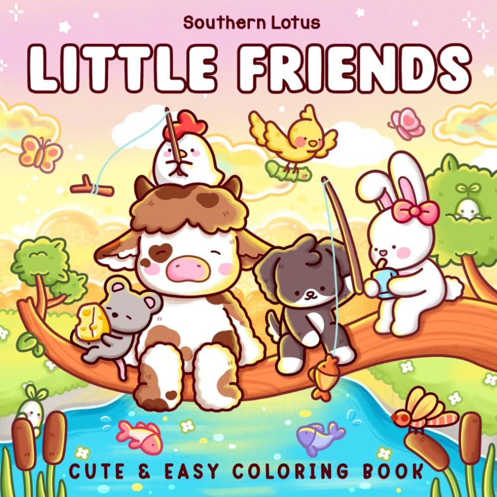 Little Friends: Coloring Book for Adults and Teens Featuring Fuzzy Animal Characters and Cute Besties in Cozy Moments and Daily Adventures for Relaxation