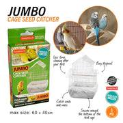 Jumbo Bird Cage Seed Catcher Mesh Cover Stretchy Traps Basket - 60x40cm