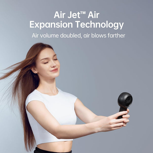 JISULIFE Portable Handheld Turbo Fan [18H Max Cooling Time], 6000mAh USB Rechargeable- Black