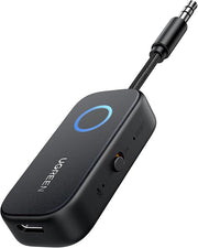 UGREEN Airplane Bluetooth 5.2 Transmitter Adapter for Airpods or Headphones Dual Pairs, 2-in-1 Wireless BT 3.5mm Aux Audio Receiver for Flight, TV, Car Stereo, Treadmill