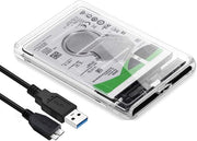 T Tersely 2.5-Inch SATA to USB 3.0 Tool-Free External Hard Drive Enclosure Adapter Case, Transparent LED Indicator 7mm/9.5mm SATA I/II/III/SSD/HDD Data Transfer PC/Laptop [Support UASP][Auto Sleep]