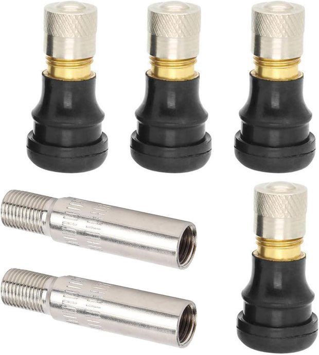 4 Pcs Scooter Tubeless Valves & 2 Pcs Valve Stem Extenders Compatible with Ninebot MAX G30 Compatible with Xiaomi M365 and M365 Pro Scooter, Electric Scooter Tubeless Tire Vacuum Valve Wheel Gas Valve