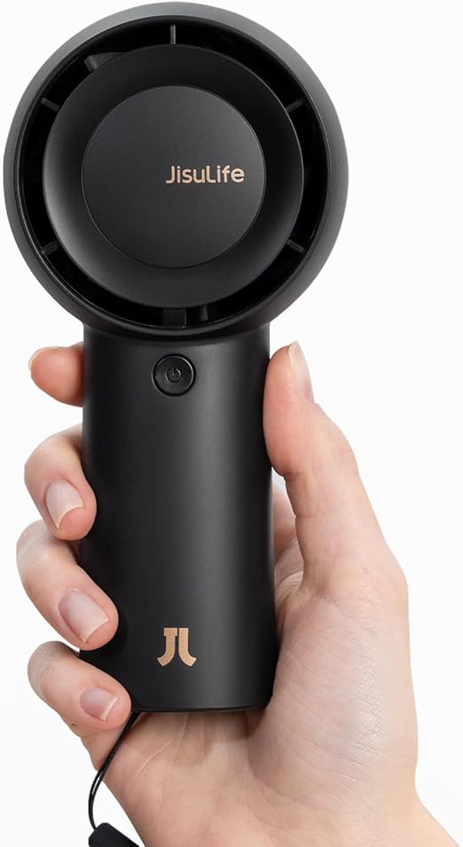 JISULIFE Portable Handheld Turbo Fan [18H Max Cooling Time], 6000mAh USB Rechargeable- Black