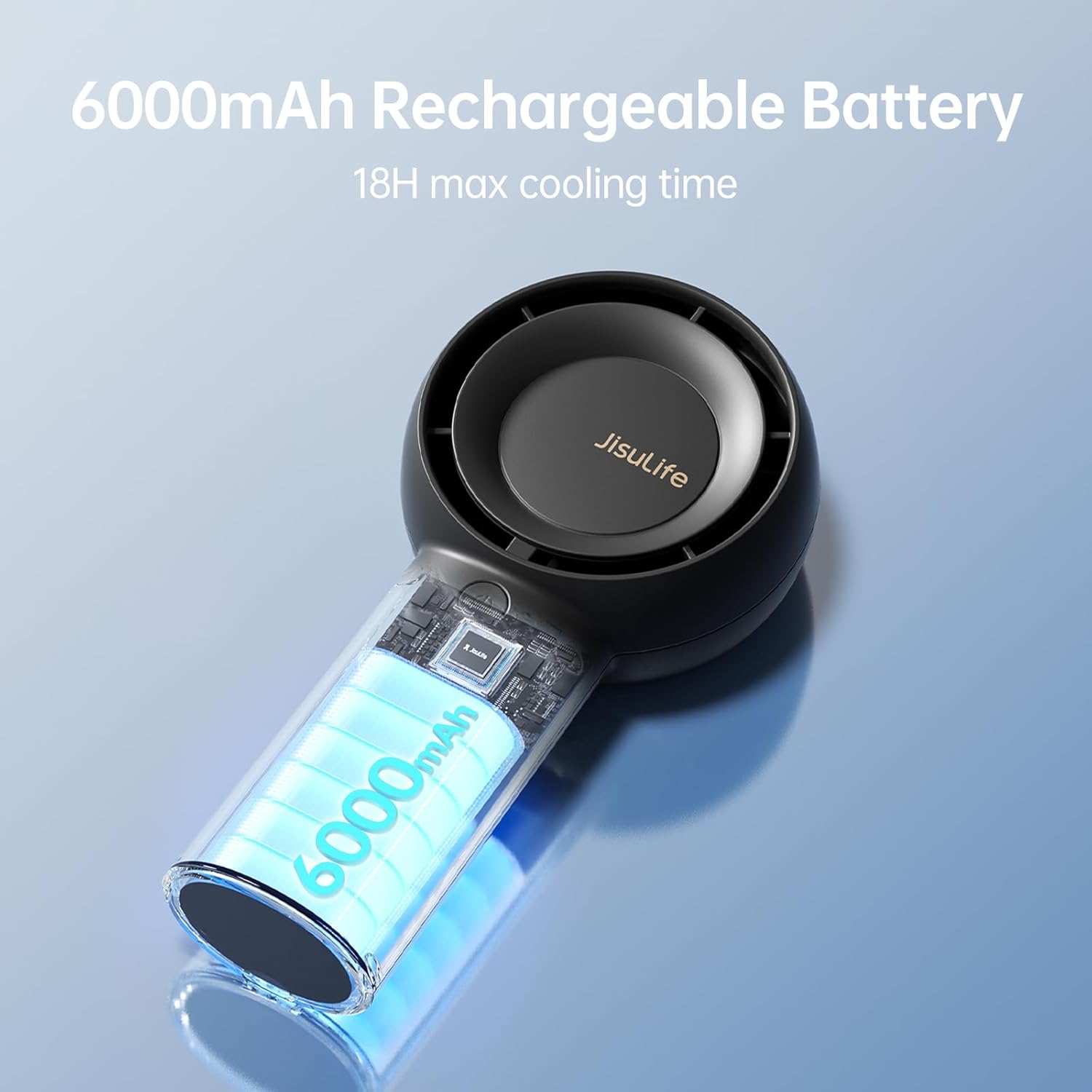 JISULIFE Portable Handheld Turbo Fan [18H Max Cooling Time], 6000mAh USB Rechargeable- Black - Tin Sign Factory Australia