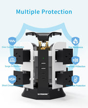 Tower Power Board with 8 AC Outlets, 2 USB C & 2 USB A Ports (4.8A), SAFEMORE Power Strip Surge Protection
