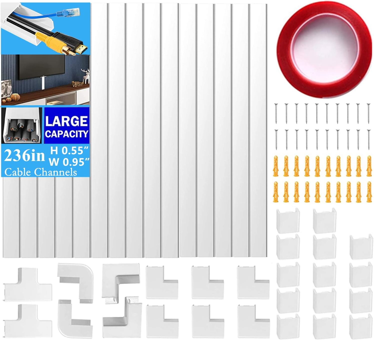 236" Cord Hider Cord - Cover Wire for Cords,15 pcs Paintable Cable Concealer - Tin Sign Factory Australia