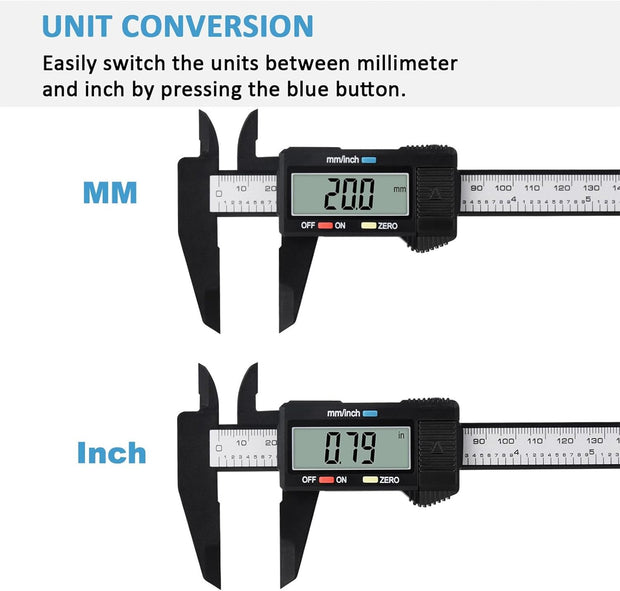 Digital Caliper, Adoric 0-6" Calipers Measuring Tool - Electronic Micrometer Caliper with Large LCD Screen, Auto-off Feature, Inch and Millimeter Conversion