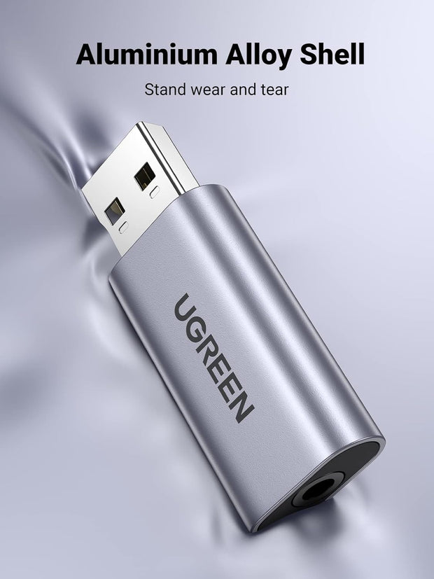 UGREEN USB to Audio Jack External Sound Card 3.5mm Audio Adapter 2 in 1 USB to 3.5mm
