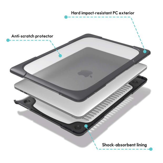 ProCase for MacBook Pro 13 Inch 2023 M2, 2022 2020 M1 A2338/ A2289/ A2251, Heavy Duty Hard Shell Case-Black