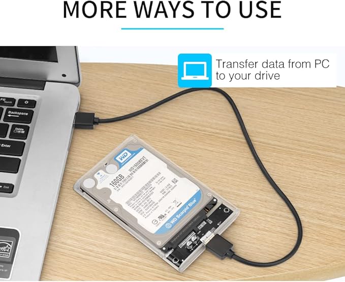 T Tersely 2.5-Inch SATA to USB 3.0 External Hard Drive Enclosure Adapter Case, Transparent LED Indicator 7mm/9.5mm SATA I/II/III/SSD/HDD Data Transfer PC/Laptop [Support UASP][Auto Sleep] - Tin Sign Factory Australia