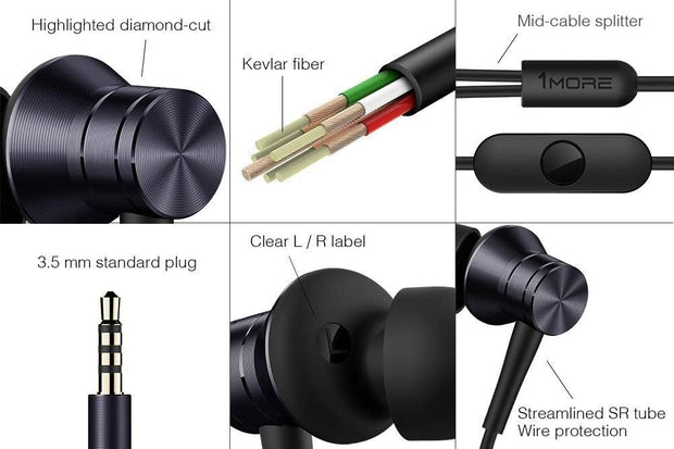 1MORE Piston Fit In Ear Headphones with Microphone, 3.5mm Wired Earphones, Black