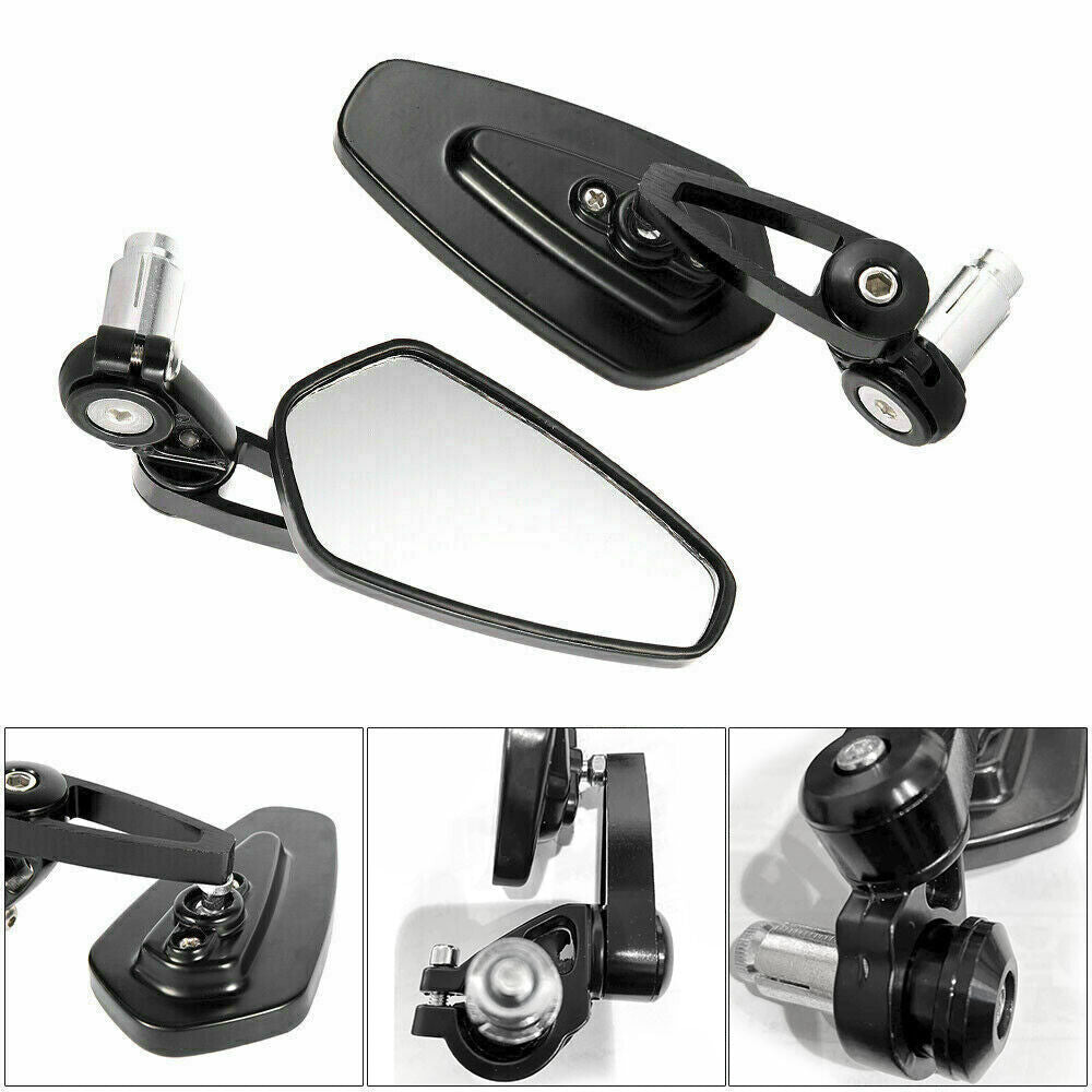 Sleek Black Universal 7/8" Motorcycle Bar End Mirrors for Cafe Racers