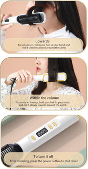 Negative Ion Hair Straightener & Styling Comb (Pink)