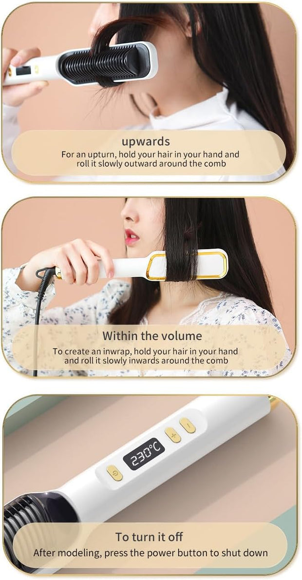 Negative Ion Hair Straightener & Styling Comb – Frizz-Free, Sleek Hair (Black)