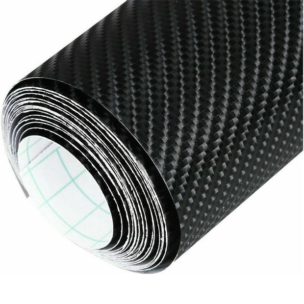 4D Carbon Fiber Vinyl Gloss Black Car Phone Laptop Wrap Sticker Film 150X90 CM