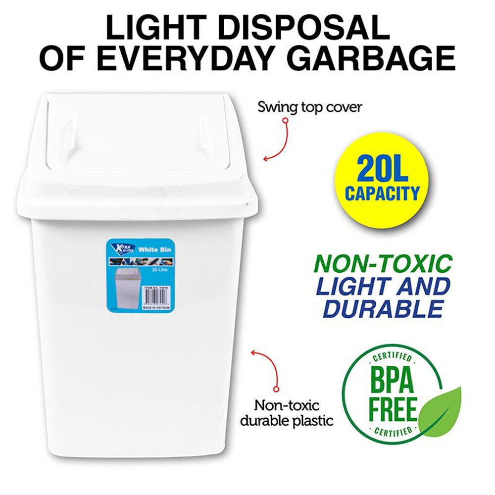 Sleek 10L/20L Swing Lid Trash Bin - Perfect for Kitchen & Bathroom Waste Management!