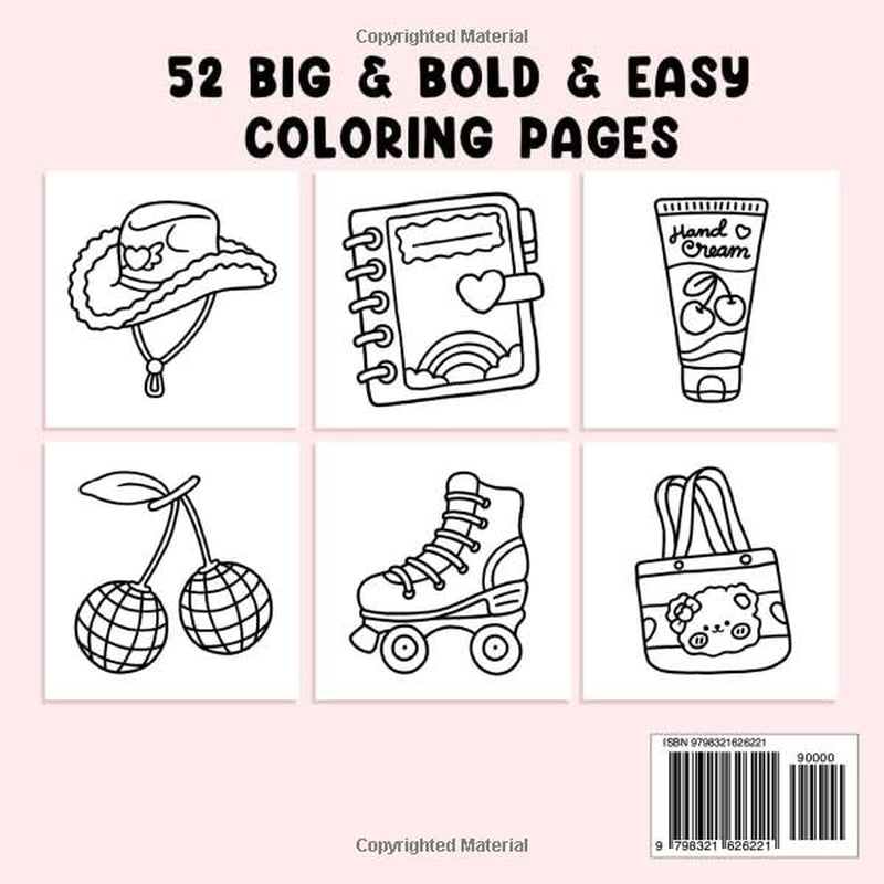 Cute & Groovy Coloring Book – Bold, Easy Designs for Relaxation | Perfect for Adults & Kids