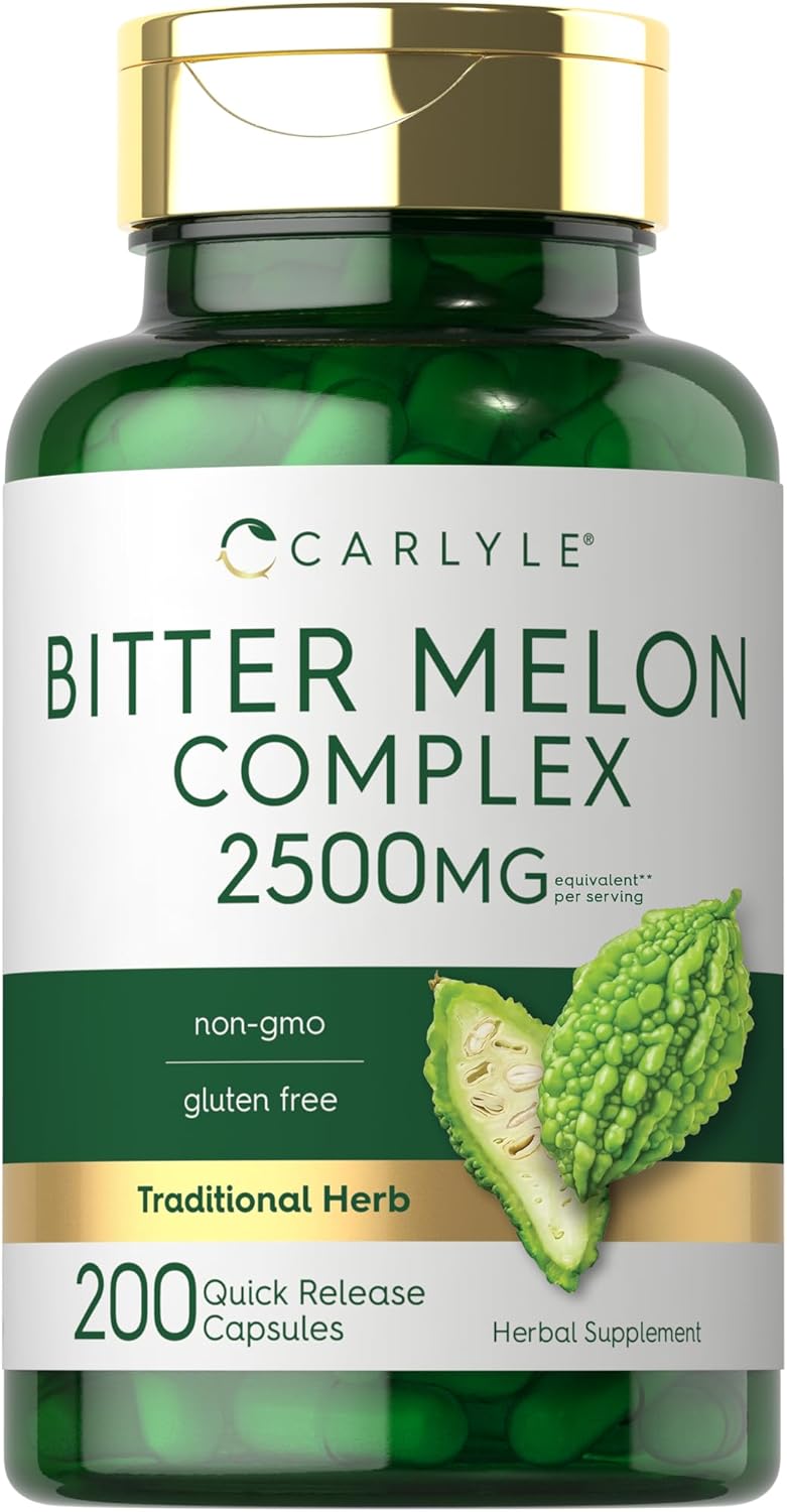 Bitter Melon Capsules | 1000mg | 200 Count | Non-GMO & No-Gluten Extract | Complex Supplement | by Carlyle - Tin Sign Factory Australia