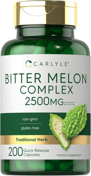 Bitter Melon Capsules | 1000mg | 200 Count | Non-GMO & Gluten Free Extract | Complex Supplement | by Carlyle