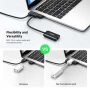 UGREEN USB to Audio Jack Sound Card Adapter with Dual TRS 3-Pole 3.5mm, Black