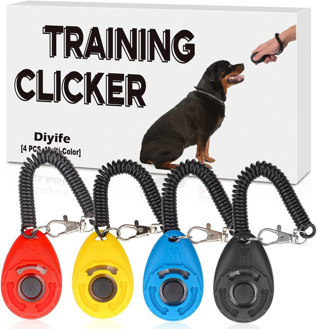 **Dog Clickers, Diyife [Lightweight] Dog Training Clickers with Wrist Strap, [Multi-Color] Pet Behavioral Training Tools for Puppy, Cats, Birds, Hamsters, for Pet Lovers (4 PCS)**--------------------------------------------The Diyife Dog Clickers are