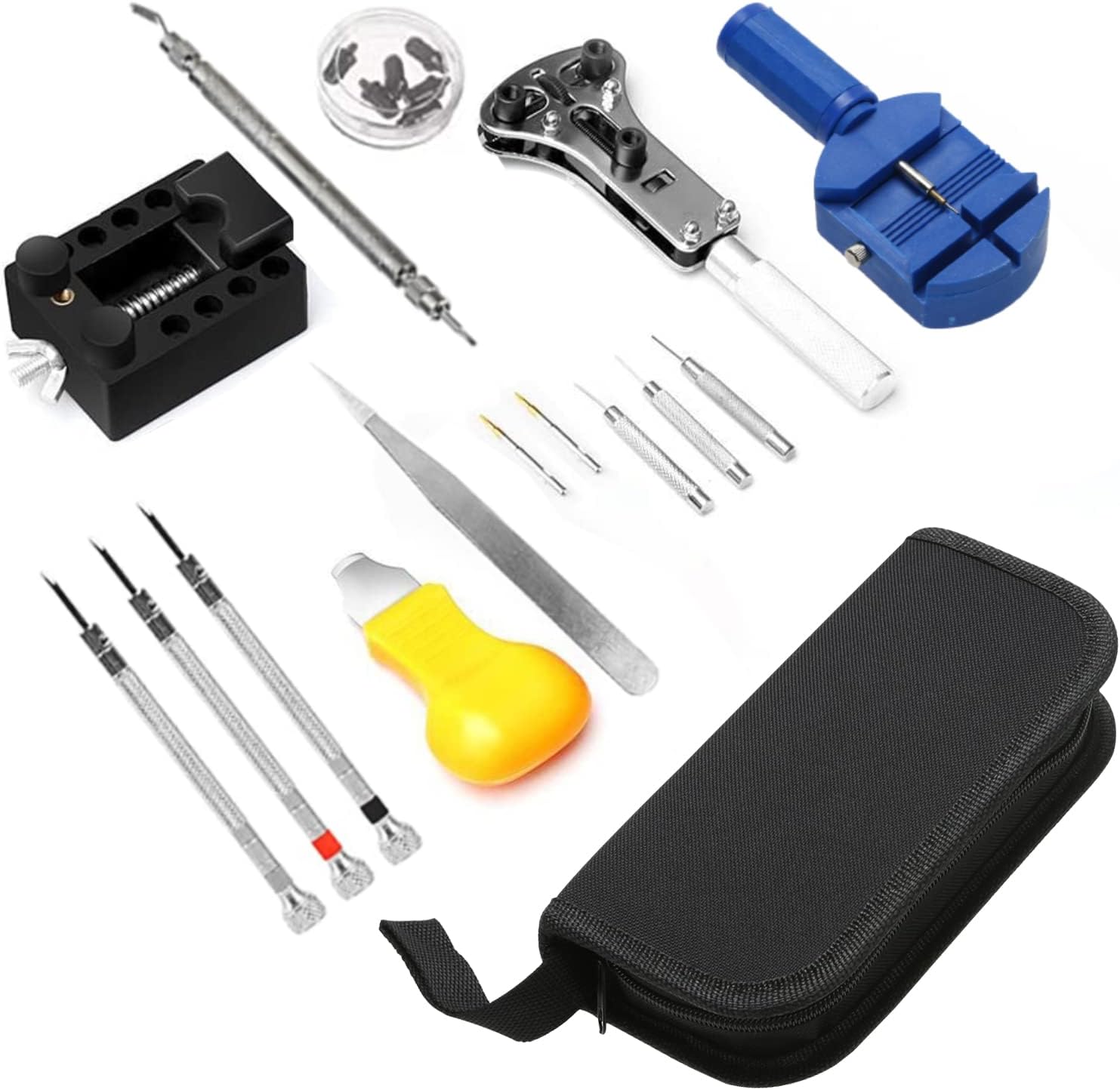 Watch Tool Set 147 Pieces Watch Tool Watchmaker Tool Repair Kit Bag Watch Set Ideal for Repairing Watches, Watches, Changing Watch Straps, black - Tin Sign Factory Australia