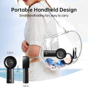 JISULIFE Portable Handheld Turbo Fan [18H Max Cooling Time], 6000mAh USB Rechargeable- Black