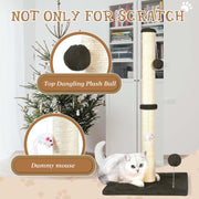 ANWA 32" Tall Cat Scratching Posts for Indoor Cats, 3-in-1 Cat Scratching Post with Plush Toys, Premium Sisal Post for Cats at All Ages with Reinforced Stable Base, Brown