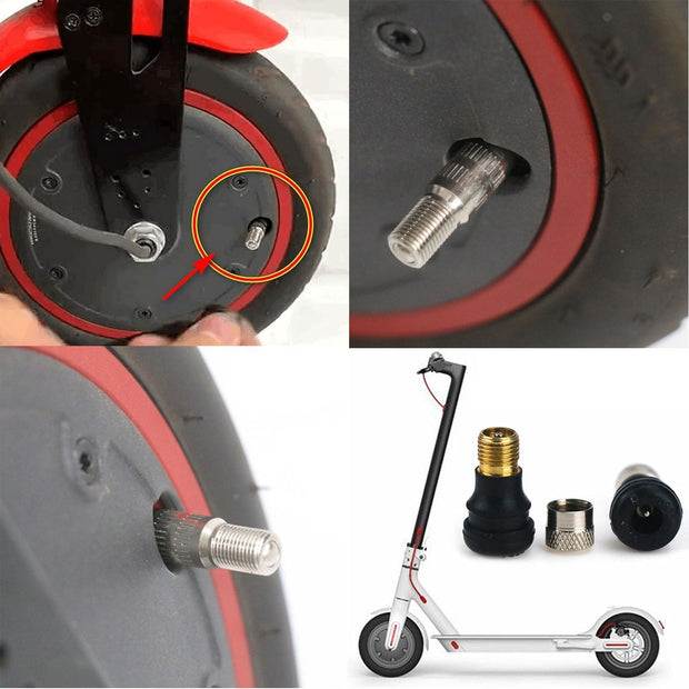 4 Pcs Scooter Tubeless Valves & 2 Pcs Valve Stem Extenders Compatible with Ninebot MAX G30 Compatible with Xiaomi M365 and M365 Pro Scooter, Electric Scooter Tubeless Tire Vacuum Valve Wheel Gas Valve