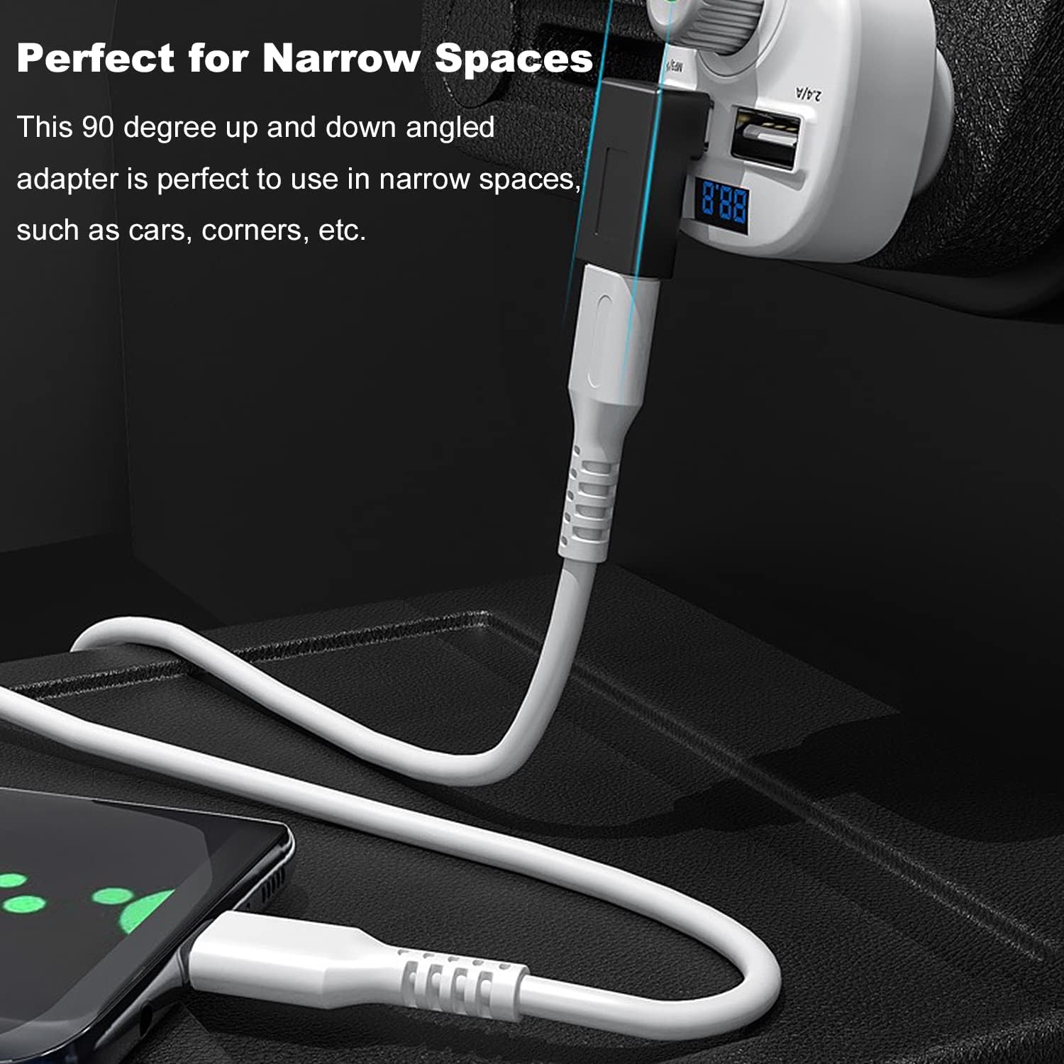 AreMe 2 Pack Right Angle USB A to USB C Adapter, 90 Degree Up and Down Angle USB 3.0 Male to Type C Female Connector for PC, Laptop, Tablet and Phones - Tin Sign Factory Australia