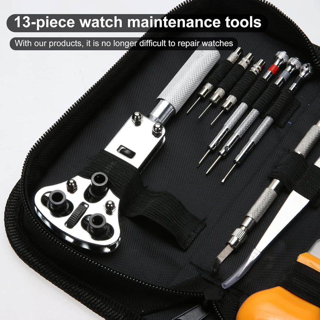 Watch Tool Set 147 Pieces Watch Tool Watchmaker Tool Repair Kit Bag Watch Set Ideal for Repairing Watches, Watches, Changing Watch Straps, black - Tin Sign Factory Australia