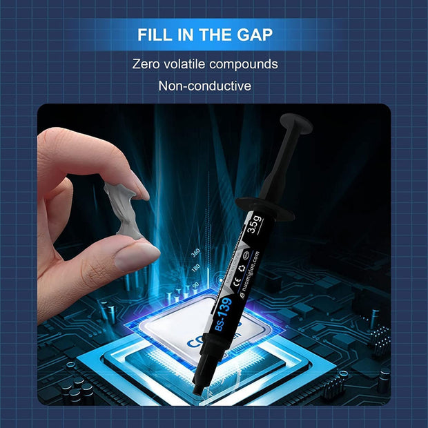 BSFF Thermal Paste, 3.5g with Toolkit CPU Paste Thermal Compound Paste Heatsink for IC/Processor/CPU/All Coolers, Carbon Based High Performance