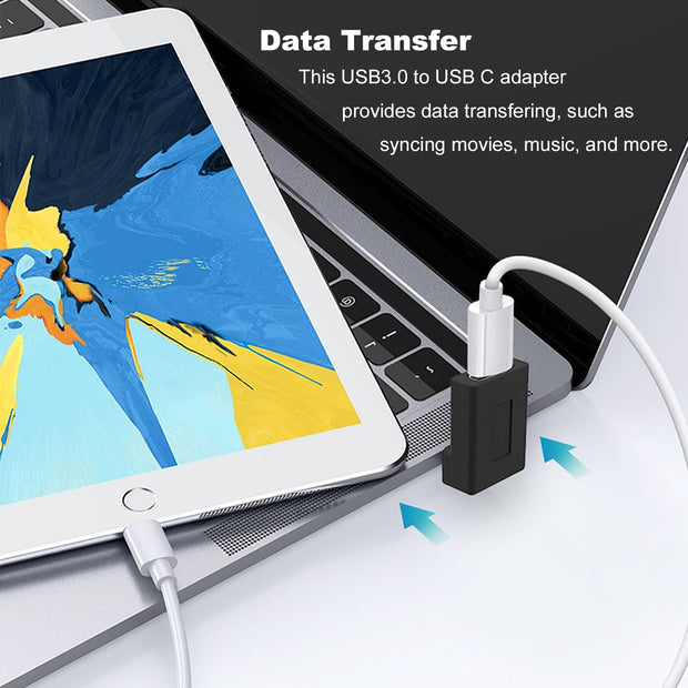AreMe 2 Pack Right Angle USB A to USB C Adapter, 90 Degree Up and Down Angle USB 3.0 Male to Type C Female Connector for PC, Laptop, Tablet and Phones