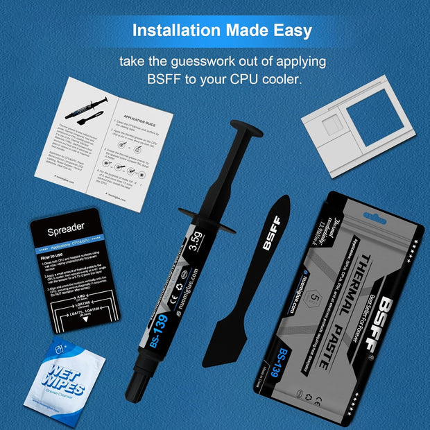 BSFF Thermal Paste, 3.5g with Toolkit CPU Paste Thermal Compound Paste Heatsink for IC/Processor/CPU/All Coolers, Carbon Based High Performance