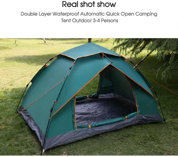Waterproof Automatic Pop-Up Camping Tent – UV Protection, Fits 3-4 People