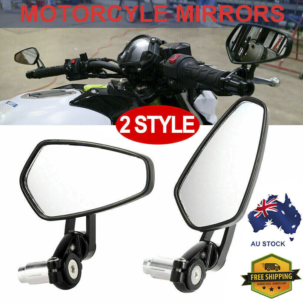 Sleek Black Universal 7/8" Motorcycle Bar End Mirrors for Cafe Racers