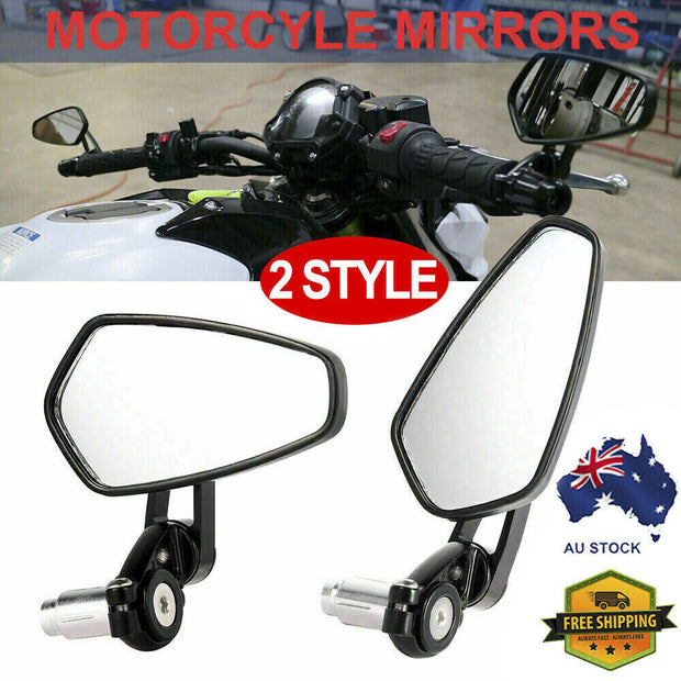 Sleek Black Universal 7/8" Motorcycle Bar End Mirrors for Cafe Racers