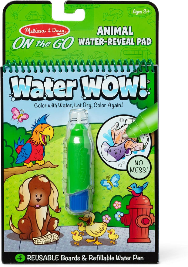 Melissa & Doug On-The-Go Water WOW! – Reusable Water-Reveal Pad | Animals Theme | Mess-Free Coloring Fun
