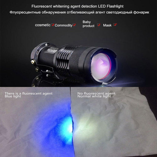 Ultra-Strong 365 Nm UV LED Blacklight Flashlight - Perfect for Inspections & Detection