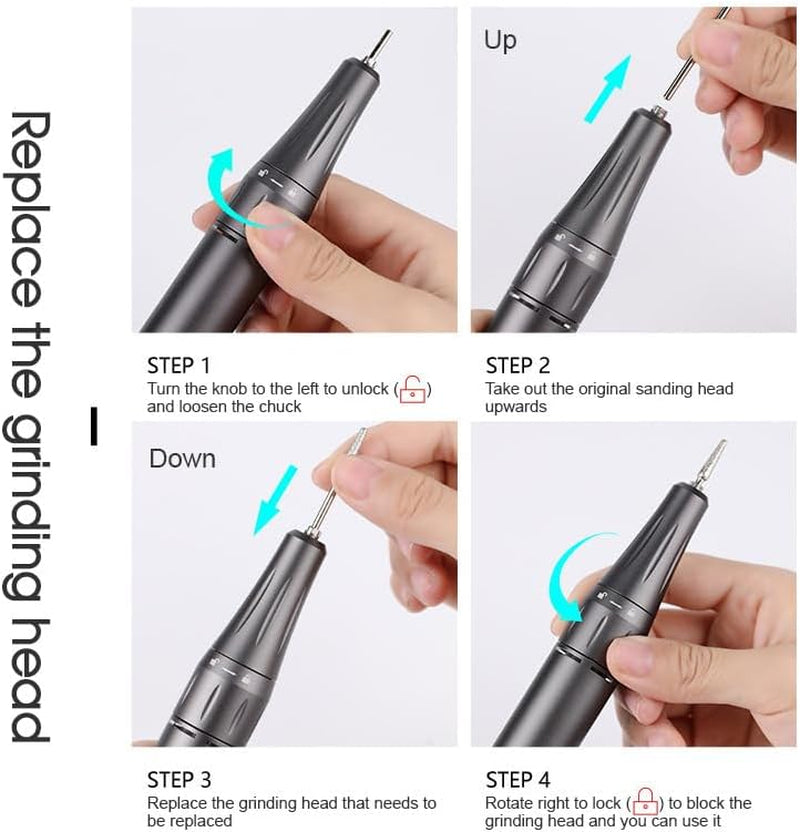 35,000 RPM Rechargeable Portable Nail Drill Machine – Professional E-File for Manicure & Pedicure (Silver)