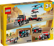Creator 3-in-1 Flatbed Truck & Helicopter – Build a Plane, Fuel Lorry, or Hot Rod SUV | Construction Toy for Kids 7+
